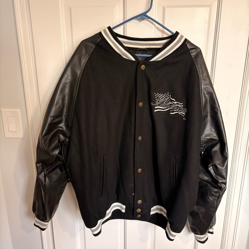 Steve & Barry's America Leather Letterman Jacket Coat Vintage XL Black White